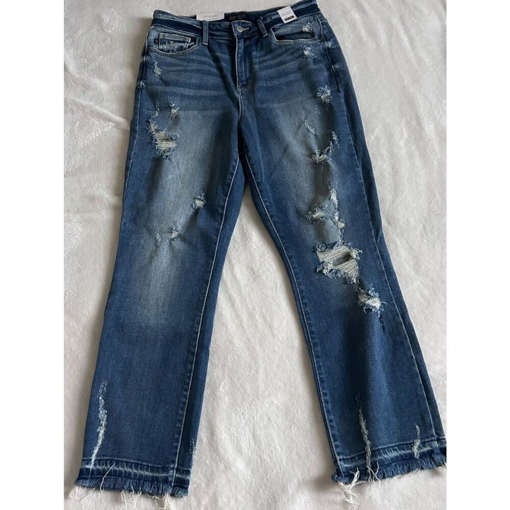 Judy Blue Harley Distressed Ankle Hem Jeans Size 9/29 New High Waisted